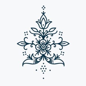 berber moroccan floral semi-permanent tattoo, removable halal black jagua henna tattoo design
