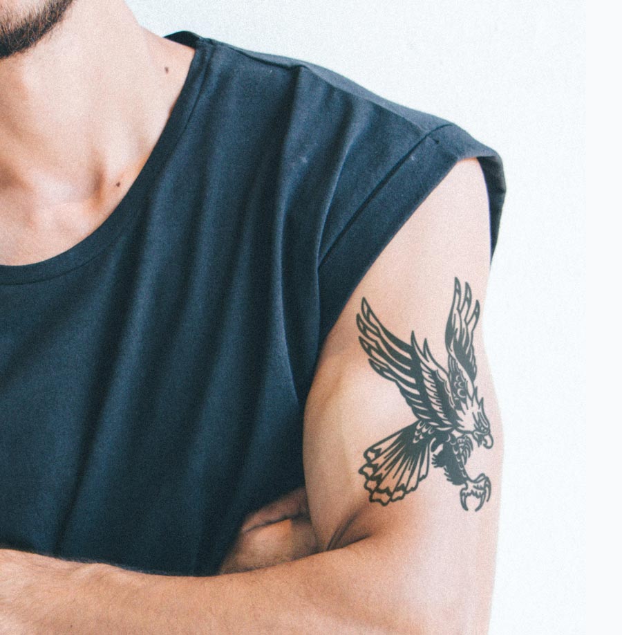Large Traditional Hawk | Semi-Permanent Tattoo - Not a Tattoo