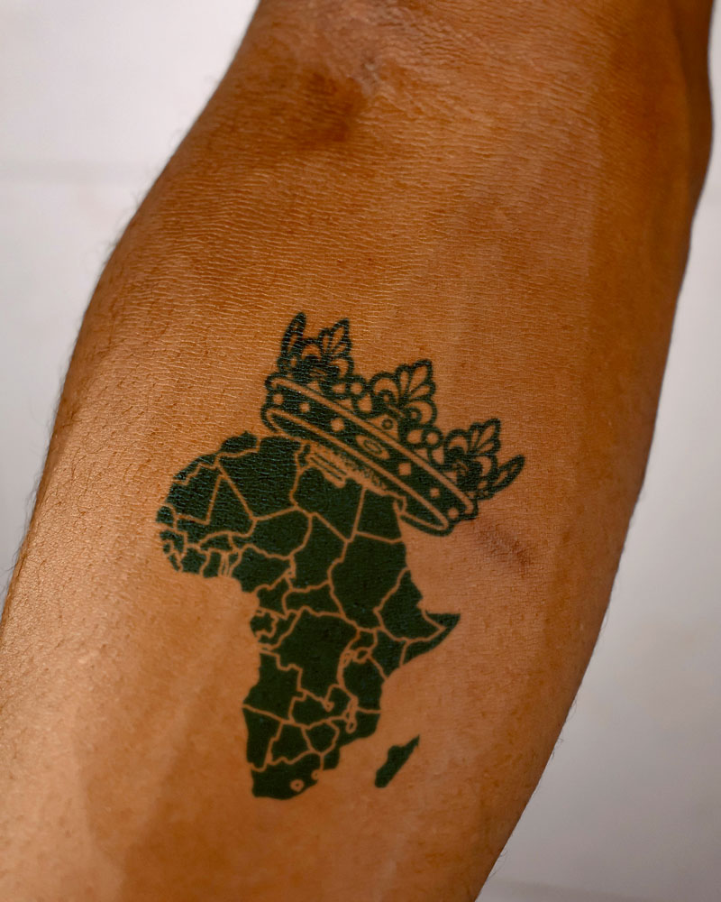 Africa Map with Crown | Semi-Permanent Tattoo - Not a Tattoo