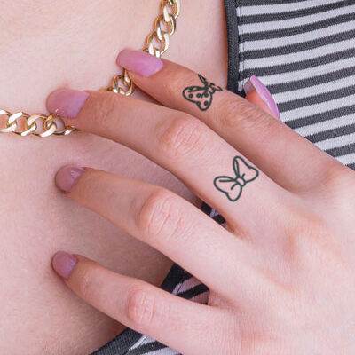 bow fine line tattoo🎀💗 | Pink bow tattoos, Tattoos for women, Discreet  tattoos