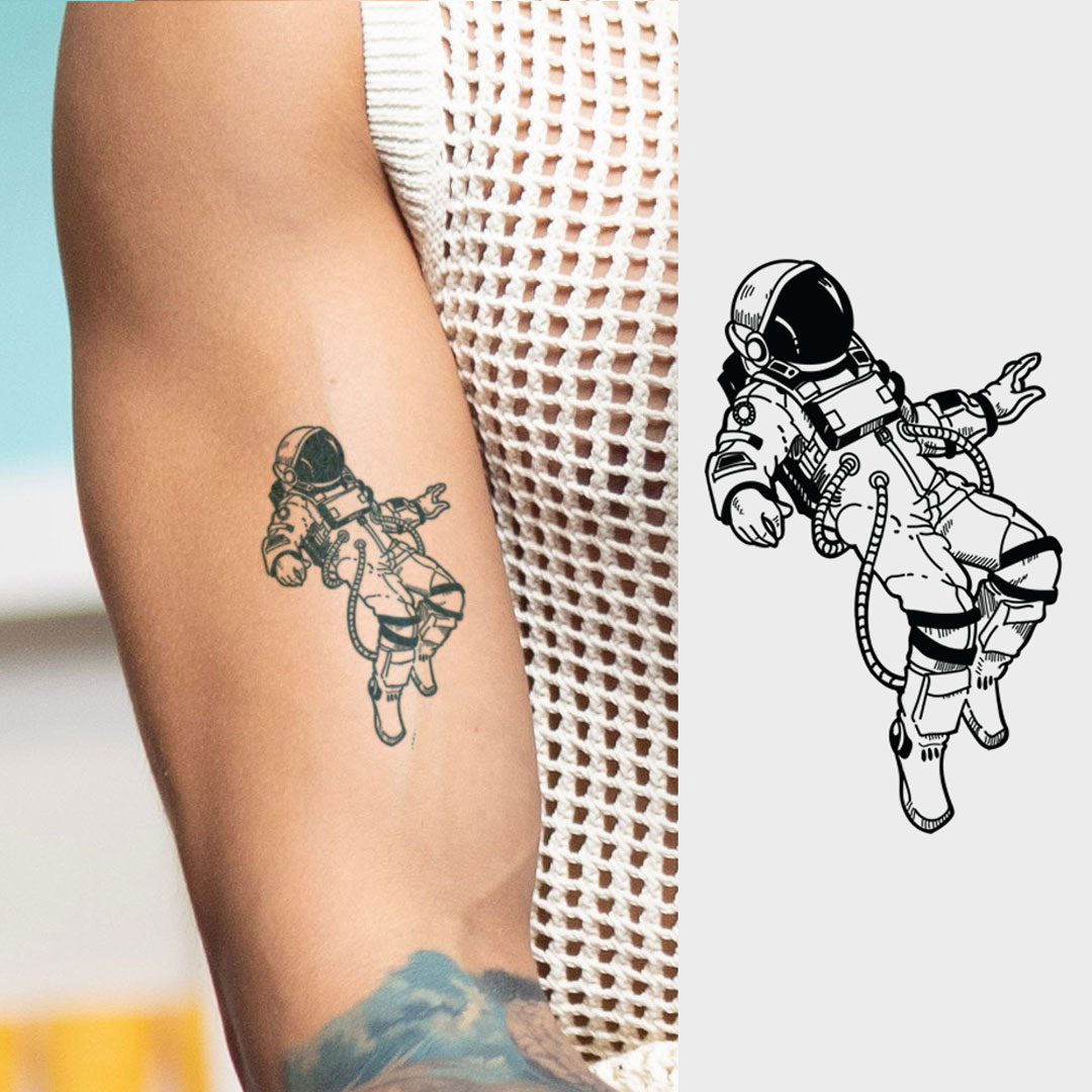 Hand Painted Astronaut Aerospace - Astronaut Geometric Tattoo, HD Png  Download , Transparent Png Image - PNGitem