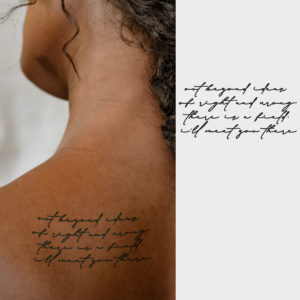 rumi quote tattoo, out beyond ideas of right and wrong, Sexy Tattoo, Semi-Permanent Tattoo | Lasts up to 2 weeks | Temporary Tattoo | Christmas Gift Idea | Jagua henna | tatouage temporaire